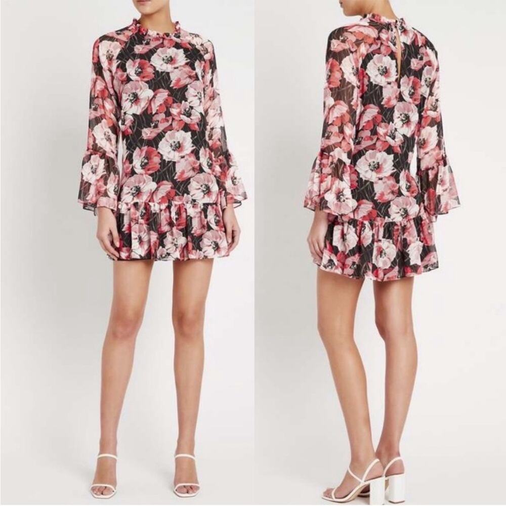 Misa Los Angeles NWT Blythe dress black pink floral swing size medium